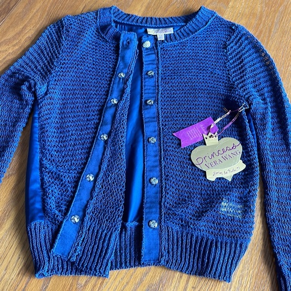 𝅺PRINCESS VERA WANG navy blue cardigan XS - Picture 3 of 7